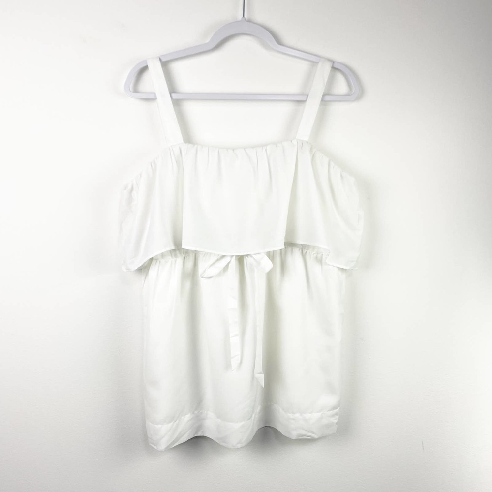 NEW Motherhood Maternity White Ruffle Blouse Size Small